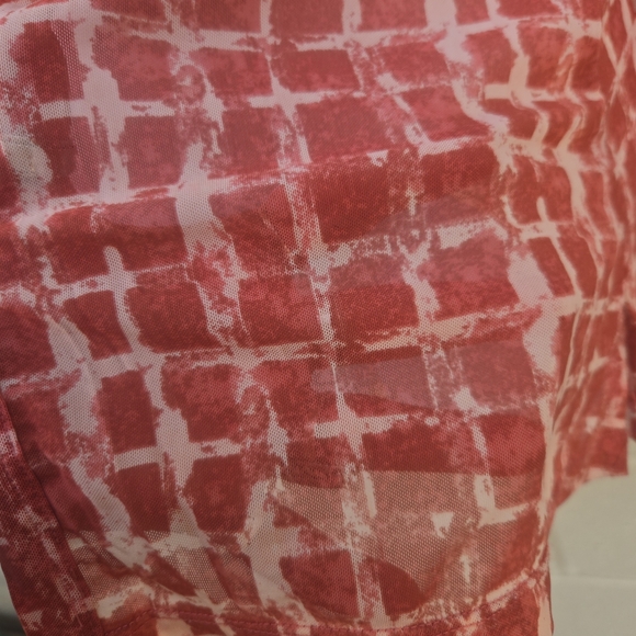 Free People- Sheer- 3/4 Button Front- Long Sleeve- Blouse- Red/Tan- Size Medium - Picture 5 of 16